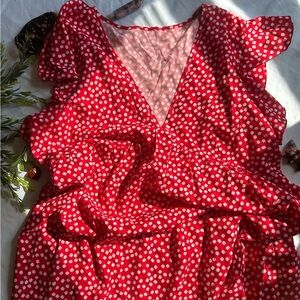 V-Cut Floral Plus Size Dress